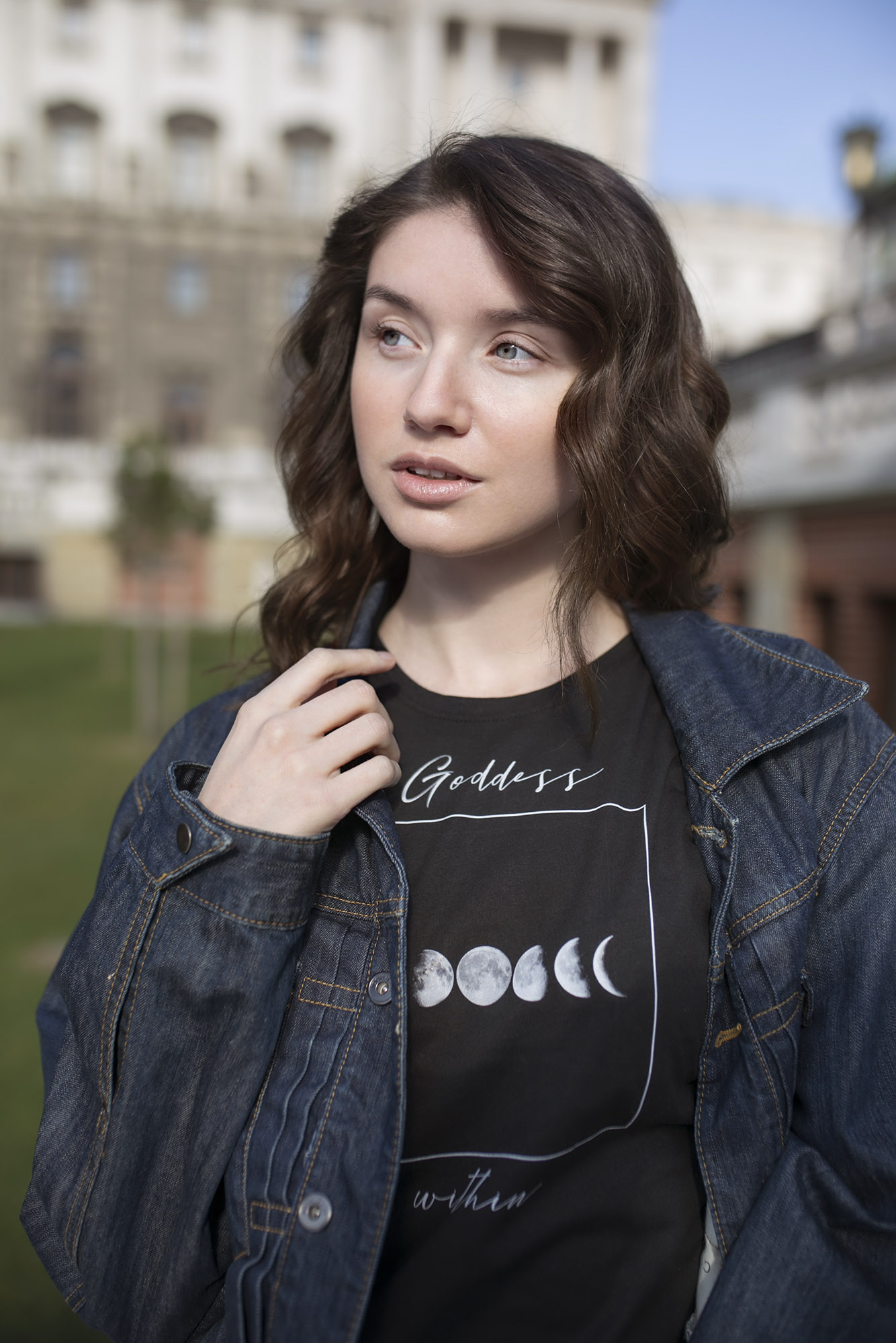 Portrait of a young woman in jeans jacket