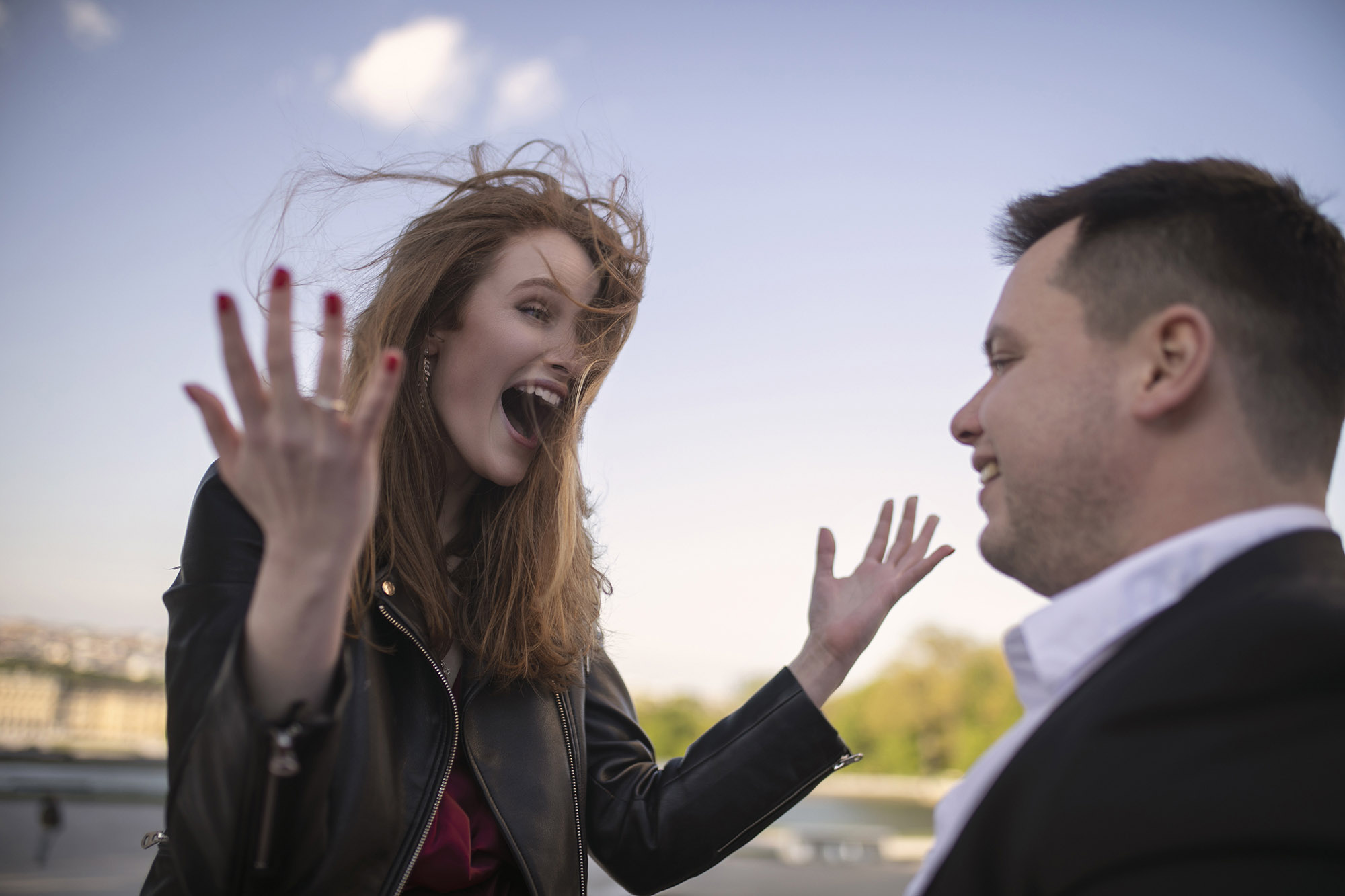 Woman is very excited about the marriage proposal