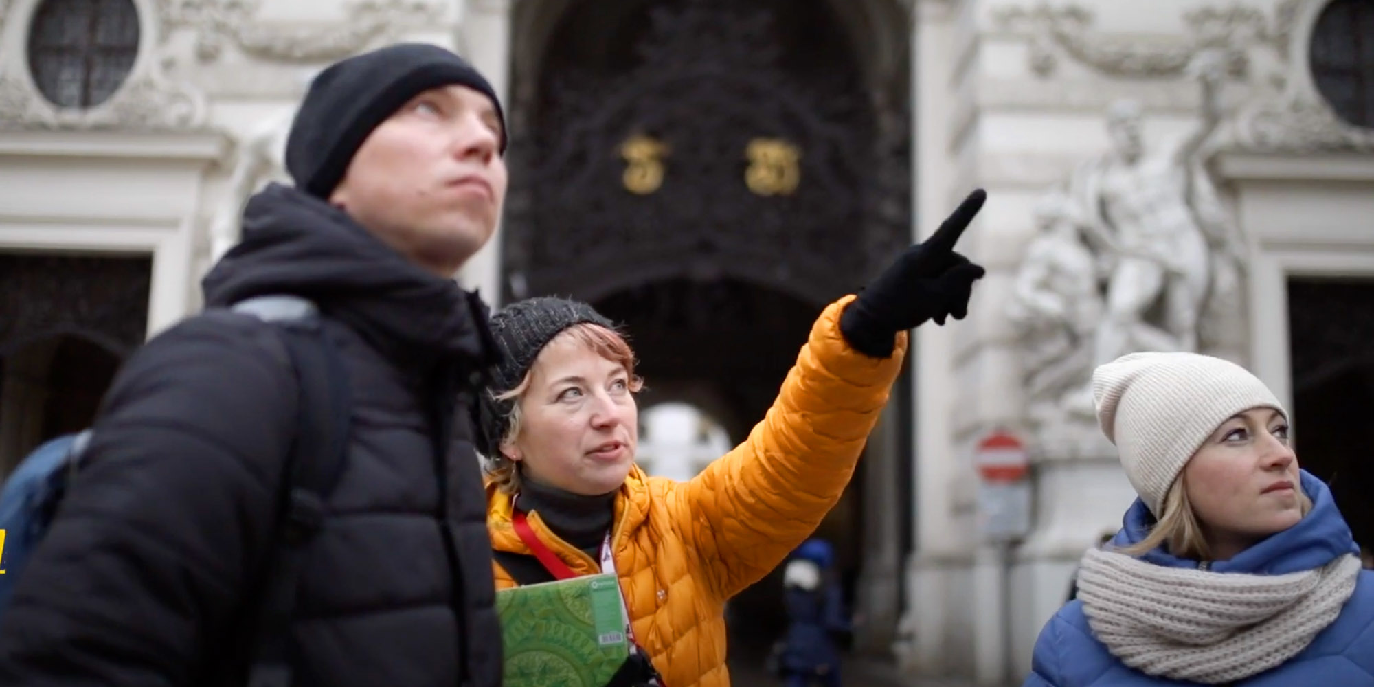 Tourist guide showing something in Vienna